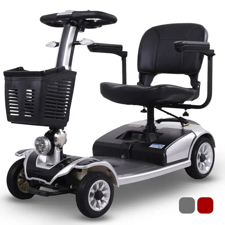 Scooter eléctrico con batería extraíble que permite una carga cómoda en casa dortomedical