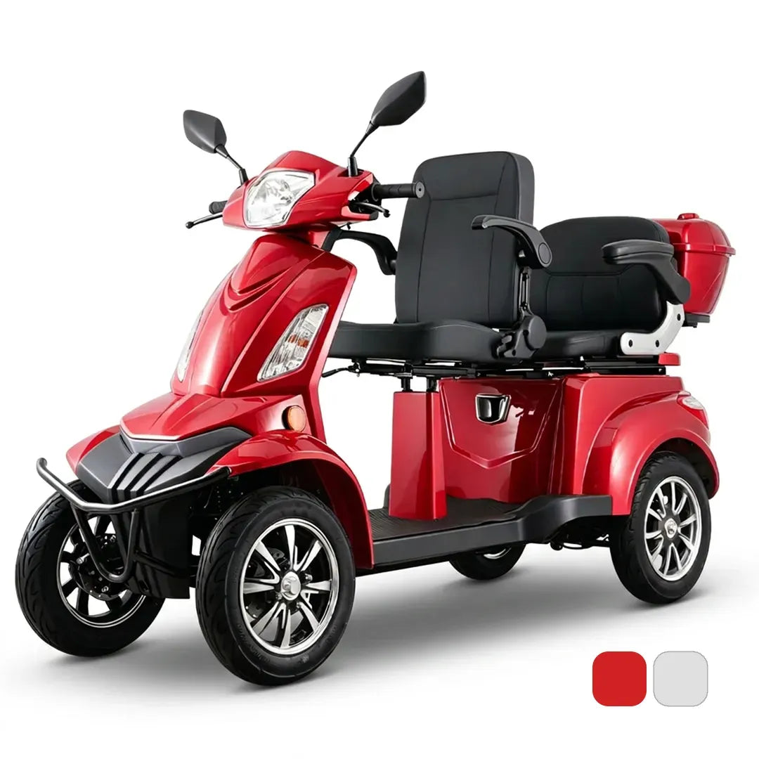 Scooter eléctrico con dos plazas con doble sistema de frenado para un manejo más seguro dortomedical
