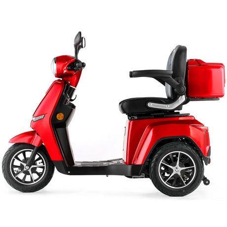 Scooter eléctrico para mayores con chasis bajo que permite subir sin levantar apenas el pie de Dortomedical