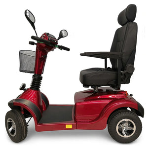 Vista lateral del scooter eléctrico de movilidad con hasta 50 km de autonomía para recorrer largas distancias con comodidad dortomedical