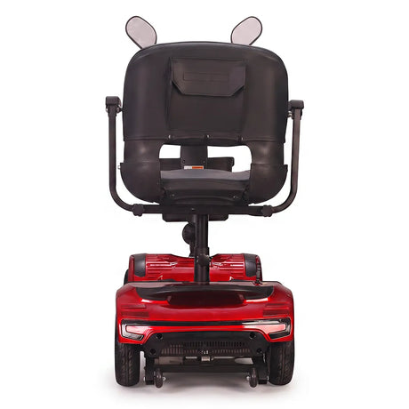 Vista trasera del scooter eléctrico de movilidad en color rojo estable y seguro dortomedical