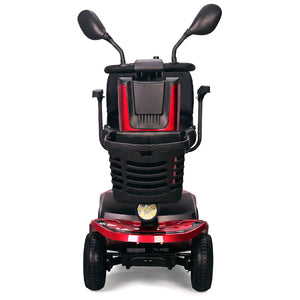 Vista frontal del scooter eléctrico para personas mayores Mate Pro con suspensión trasera para una mayor seguridad durante el uso dortomedical