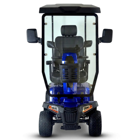 Scooter eléctrico todoterreno con capota para protegerse del sol y la lluvia durante el trayecto dortomedical