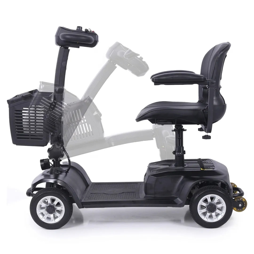 Perfil lateral del scooter de movilidad con manillar tipo delta ideal para usuarios que sufren artrosis y artritis en las manos dortomedical