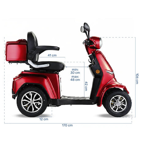 Scooter de movilidad potente con motor de 1000W capaz de subir pendientes de 17 grados de Dortomedical