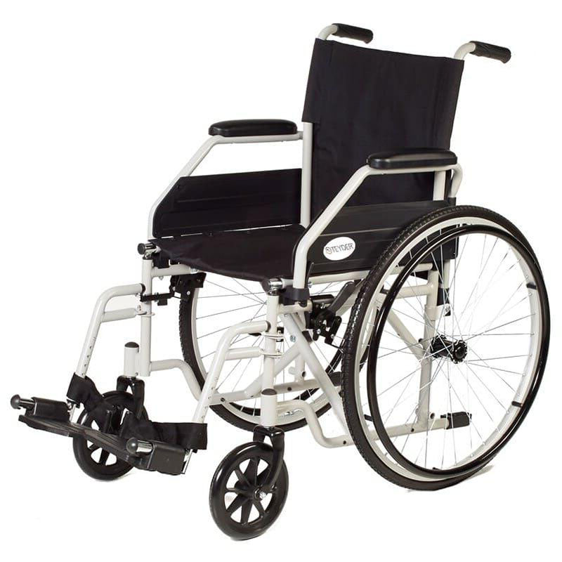 Silla de ruedas autopropulsable con sistema quick release de extracción de ruedas grandes y chasis de acero resistente plegable dortomedical