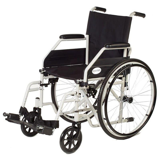Silla de ruedas autopropulsable con sistema quick release de extracción de ruedas grandes y chasis de acero resistente plegable dortomedical