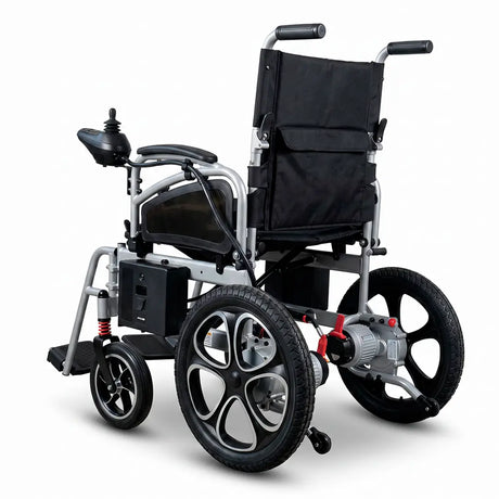 Vista trasera de la silla de ruedas eléctrica compacta y fácil de transportar dortomedical
