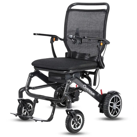 Silla de ruedas eléctrica de fibra de carbono en color negro mate G Move C2 con alta resistencia y diseño elegante dortomedical