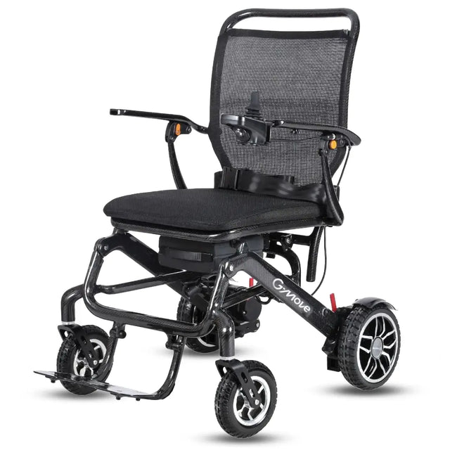 Silla de ruedas eléctrica de fibra de carbono en color negro mate G Move C2 con alta resistencia y diseño elegante dortomedical
