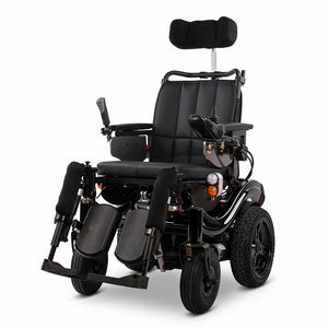 Modelo en color negro de la silla eléctrica basculante hasta 18 grados Calabria 5 para mejorar la distribución de los apoyos dortomedical