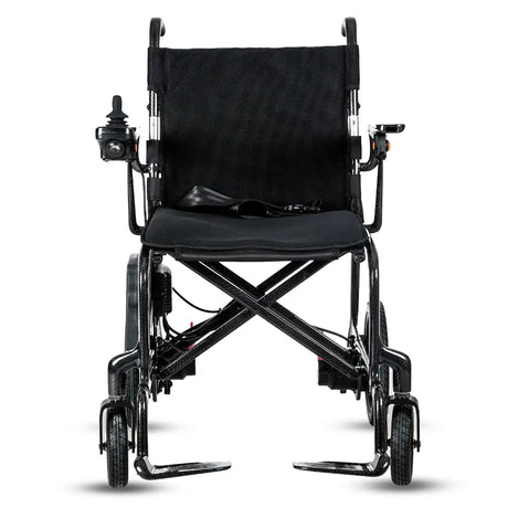 Vista frontal de la silla eléctrica cómoda con cojín de espuma que ofrece confort en el uso diario prolongado dortomedical