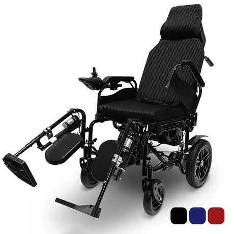 Silla de ruedas eléctrica X-9 con reclinación independiente de respaldo y reposapiés para ofrecer confort personalizado dortomedical