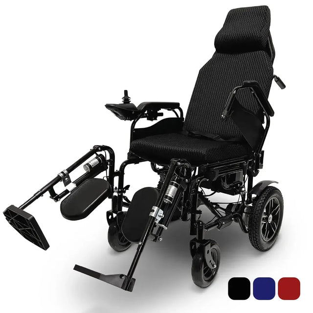 Silla de ruedas eléctrica X-9 con reclinación independiente de respaldo y reposapiés para ofrecer confort personalizado dortomedical