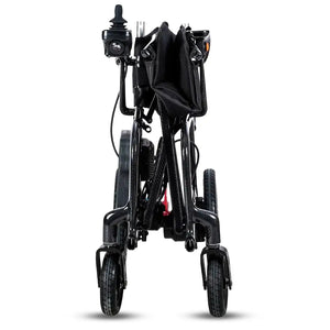 Vista plegada de la silla motorizada con peso ligero que incluye batería 13 kg que ofrece autonomía en salidas dortomedical