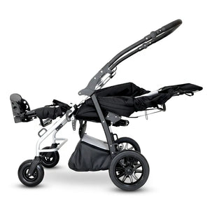 Vista lateral de la silla ortopédica infantil Yeti con asiento configurable para facilitar una postura más cómoda al usuario dortomedical