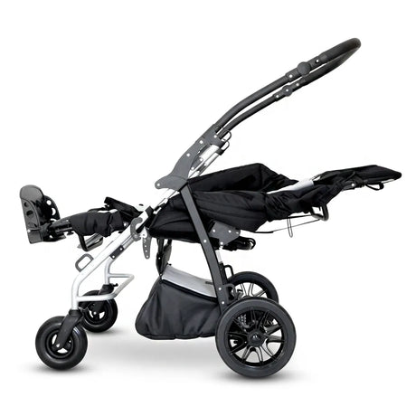 Vista lateral de la silla ortopédica infantil Yeti con asiento configurable para facilitar una postura más cómoda al usuario dortomedical