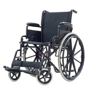 Silla de ruedas autopropulsable de acero con reposabrazos extraíbles para facilitar transferencias laterales y asiento de nylon transpirable dortomedical