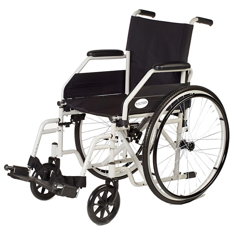 Silla de ruedas autopropulsable plegable en acero con sistema de extracción rápida de ruedas grandes (quick release) y diseño compacto para almacenaje dortomedical