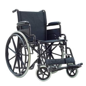 Silla de ruedas autopropulsable con reposapiés extraíbles y abatibles, chasis plegable y empuñaduras para acompañante dortomedical