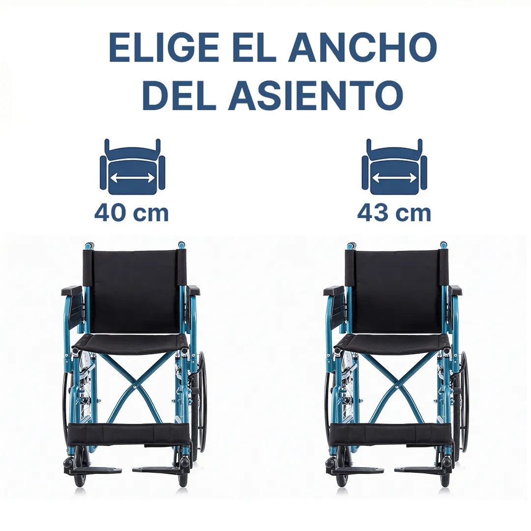 Anchos de asiento de la Silla de ruedas con reposabrazos extraíbles para facilitar las transferencias laterales del usuario de Dortomedical.
