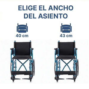 Anchos de asiento de la Silla de ruedas con reposabrazos extraíbles para facilitar las transferencias laterales del usuario de Dortomedical.