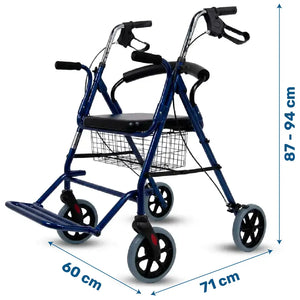 Medidas de la Silla de ruedas con reposapiés desplegables para descansar cómodamente mientras te empujan dortomedical