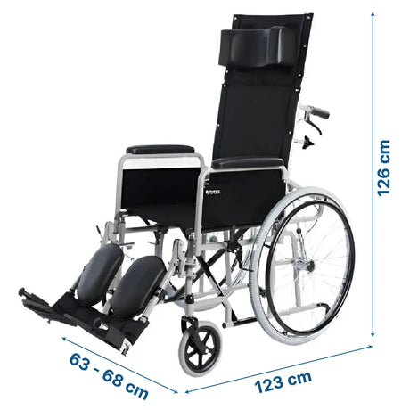 Silla de ruedas con respaldo largo reclinable con reposacabezas dortomedical