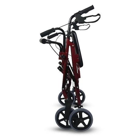 Vista plegada de la Silla de ruedas de transferencia y andador para ancianos con asiento acolchado dortomedical