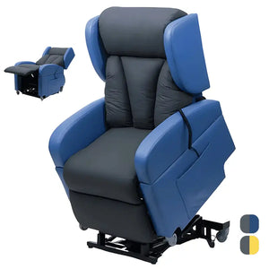Sillón ortopédico con función de elevación para facilitar la incorporación de personas con movilidad reducida; chasis robusto con regulación de altura dortomedical