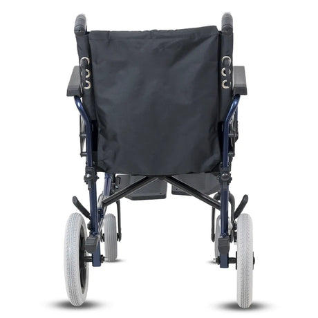 Vista trasera de la Silla de traslado para ancianos con asiento acolchado para mayor confort en el uso diario Dortomedical