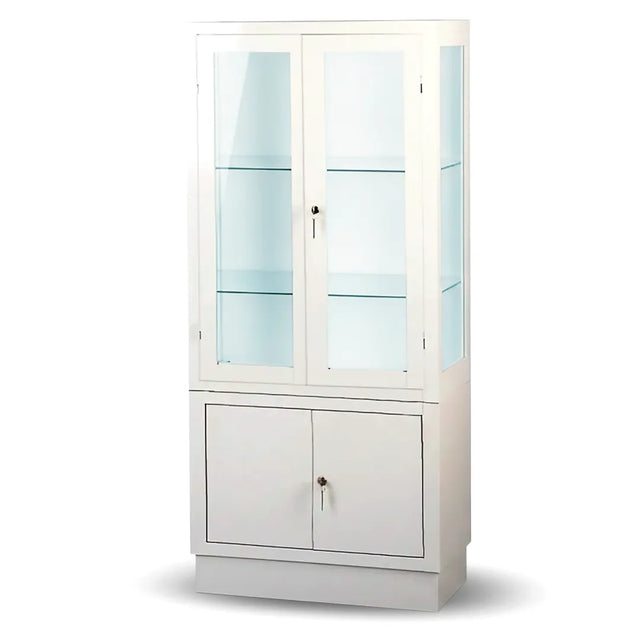 Vitrina médica de acero y cristal con puertas abatibles para una mayor comodidad de uso dortomedical